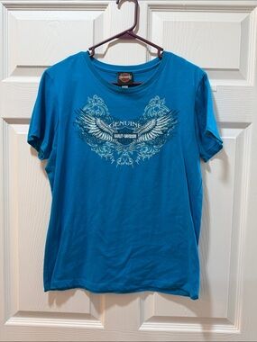 Harley-Davidson Woman’s Teal Blue Wing Graphic Tee NEW WITHOUT TAGS